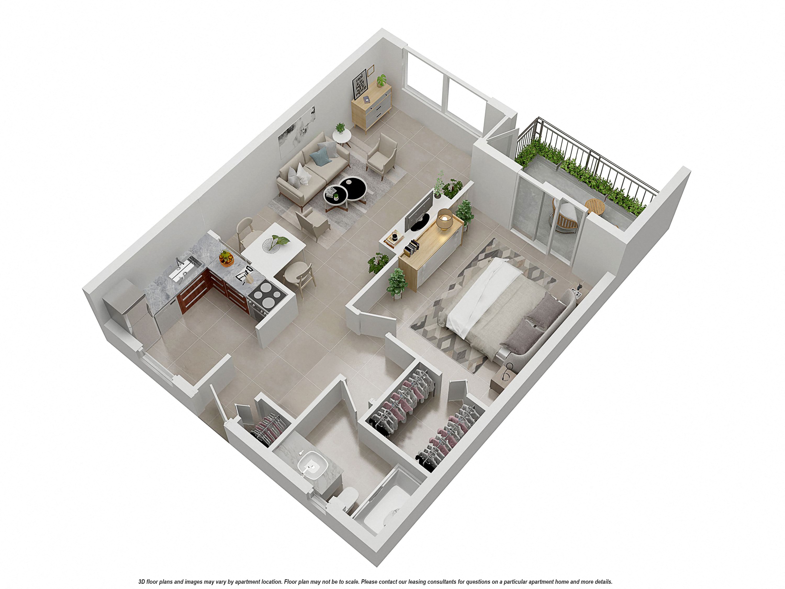 Floor plan for 1 bed, 1 bath, 792 sqft